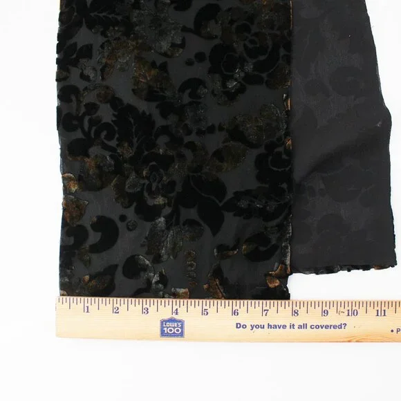 Silk Velvet Burnout Scarf Floral Black Jewel Tone Color Shift Goth Romantic 44" - Picture 9 of 9